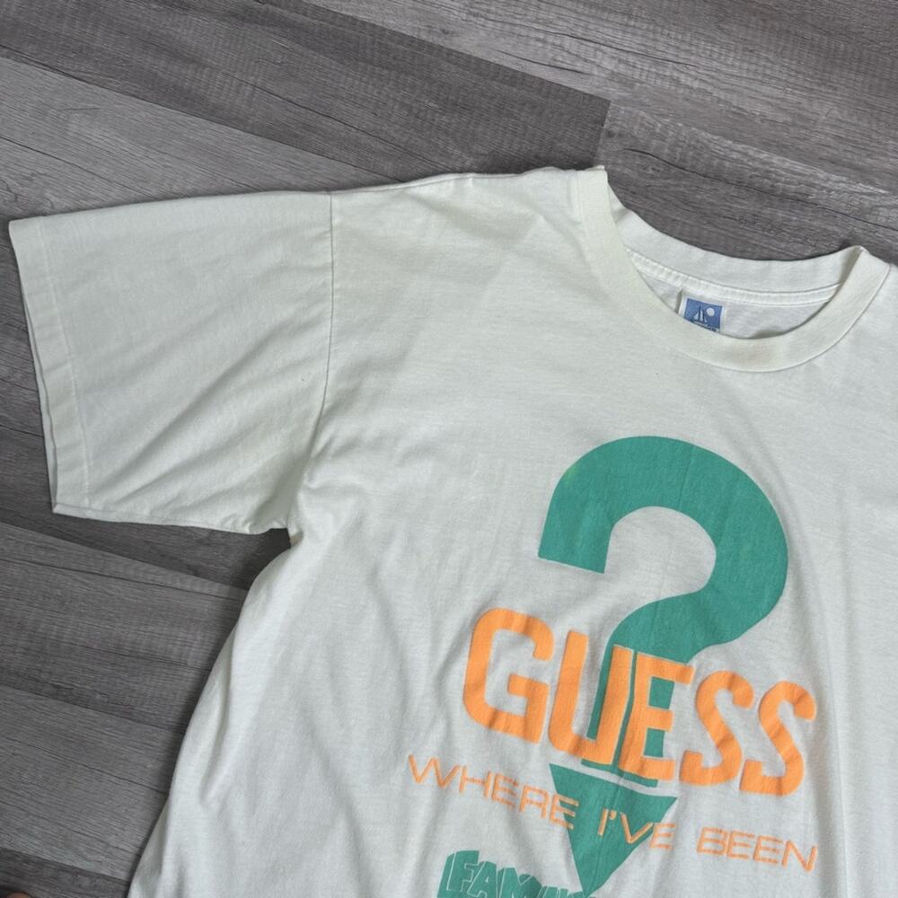 Vintage Guess Where I’ve Been Question Promo T-Shirt XX-Large Single Stitch USA - Picture 3 of 7